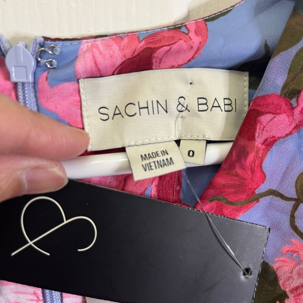 Sachin & Babi Penny Gown Women 0 Pink Periwinkle Floral Maxi Dress NEW $595 - Picture 10 of 13